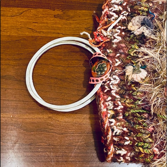 🌟HP🌟VTG 1990s Handmade Ring Handle Chunky Knit Bucket Bag by Miss Chickpea - Picture 3 of 13